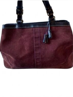 Coach Burgundy Suede Hampton Shoulder Bag